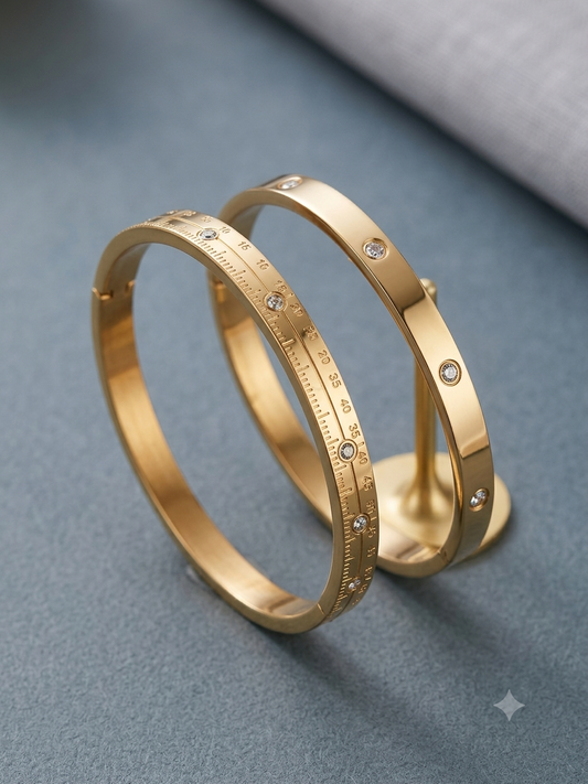 Engraved Ruler Chaton Stone Bangle