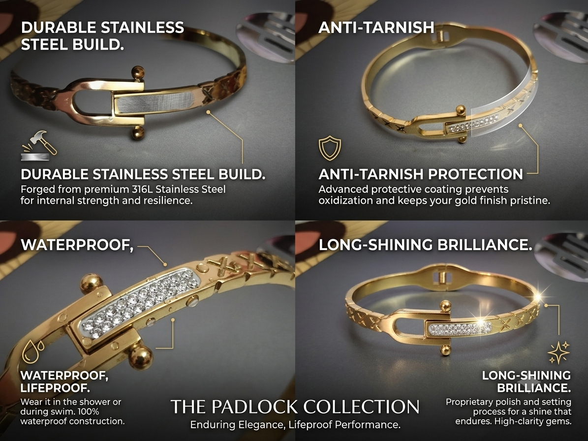The Padlock Shackle Crystal Bangle
