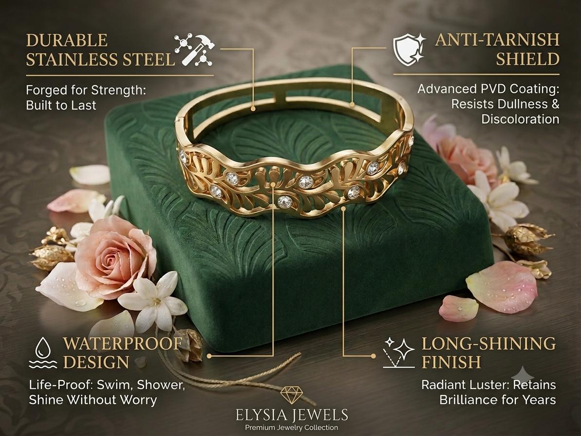Wavy Vine & Crystal Cut-Out Bangle