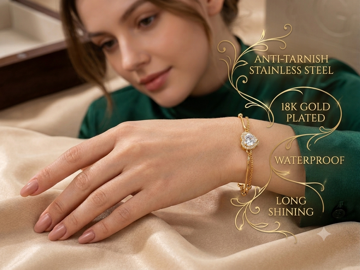 Sparkling Heart Halo Slider Bracelet