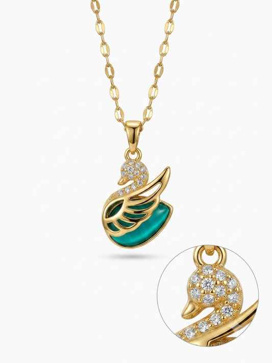 Emerald Grace Swan Pendant Necklace
