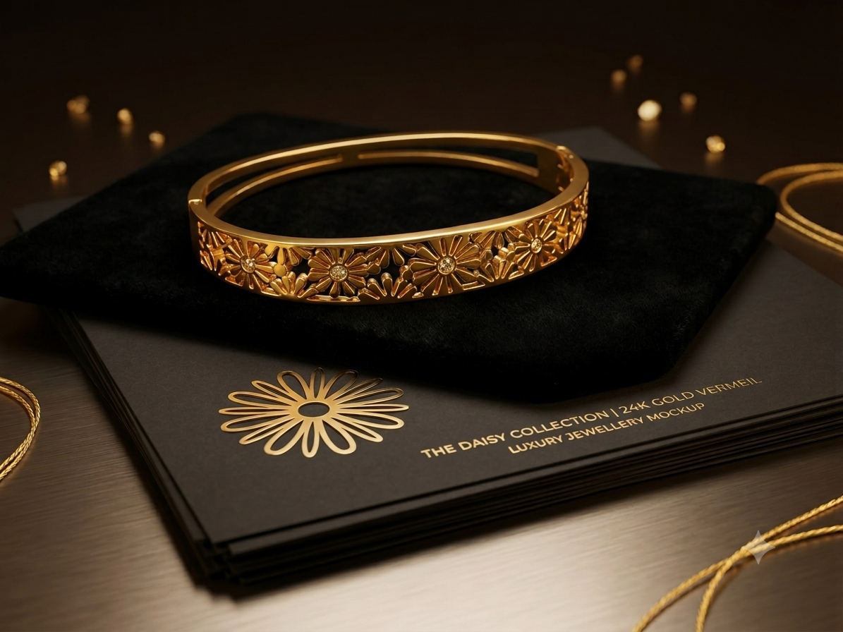 Gold Floral Filigree Bangle