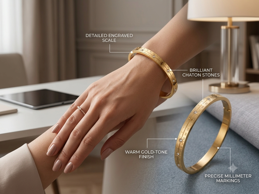 Engraved Ruler Chaton Stone Bangle