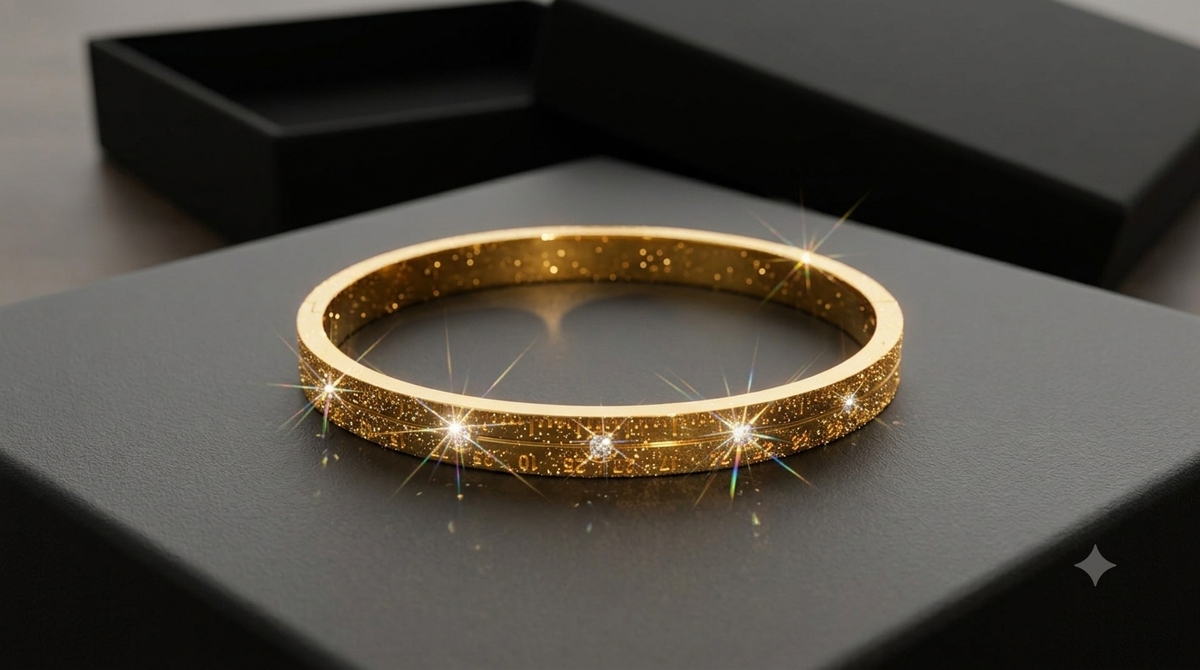 Engraved Ruler Chaton Stone Bangle