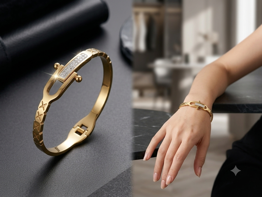 The Padlock Shackle Crystal Bangle