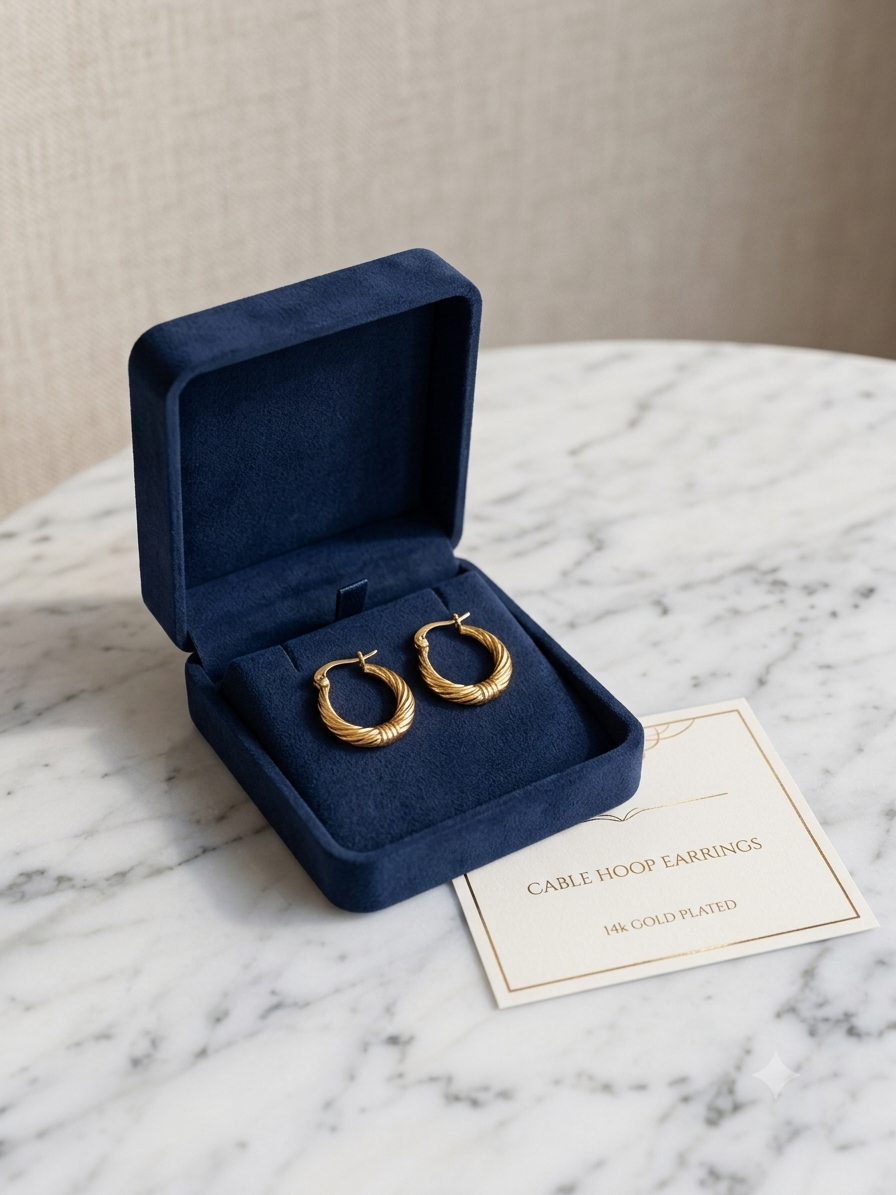 Gold Twisted Croissant Hoop Earrings