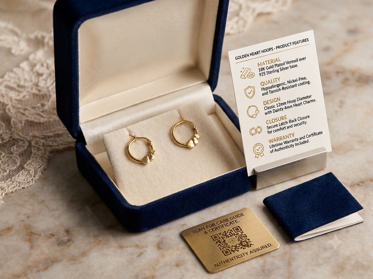 Golden Heart Hoop Earrings