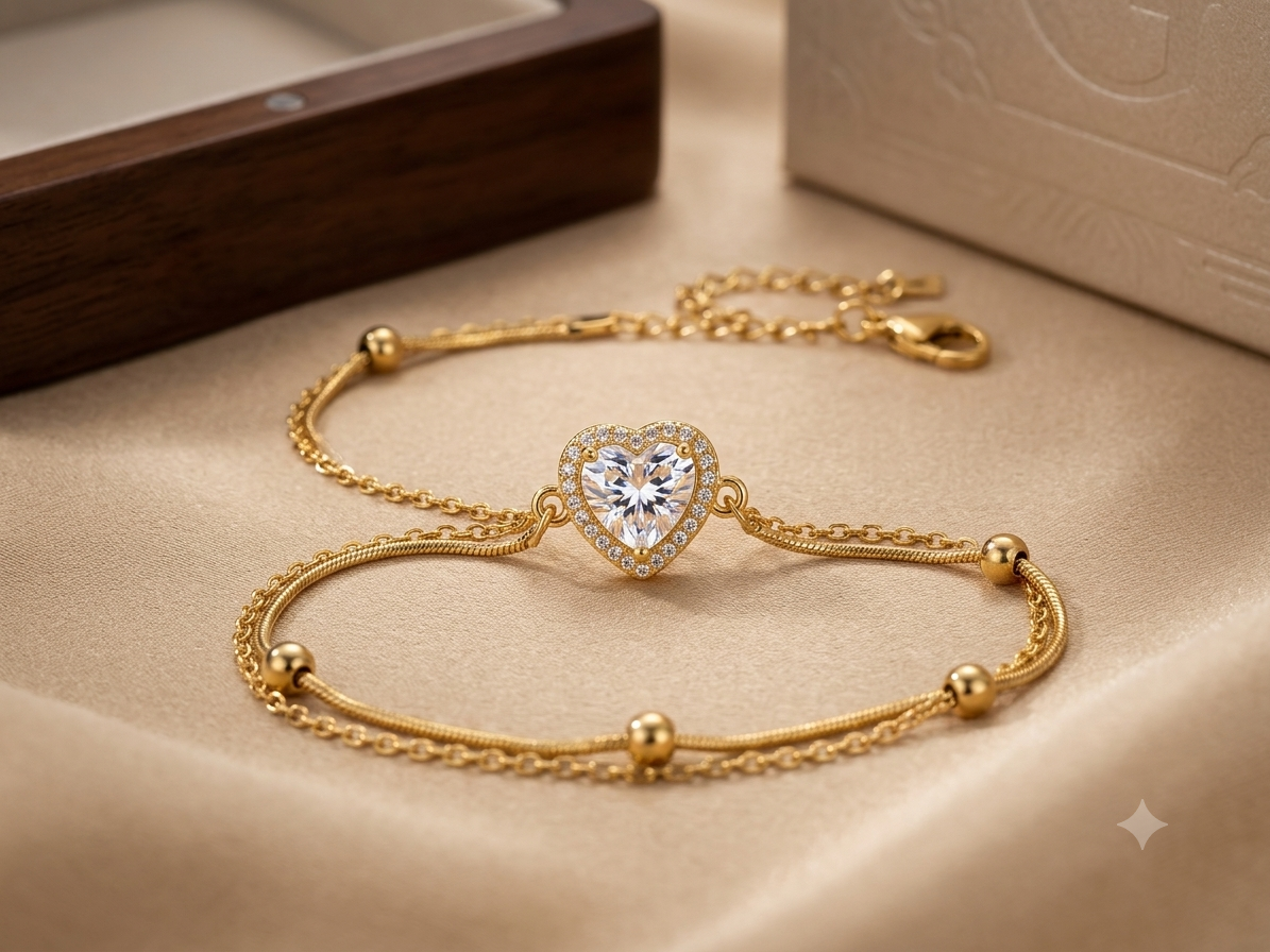 Sparkling Heart Halo Slider Bracelet