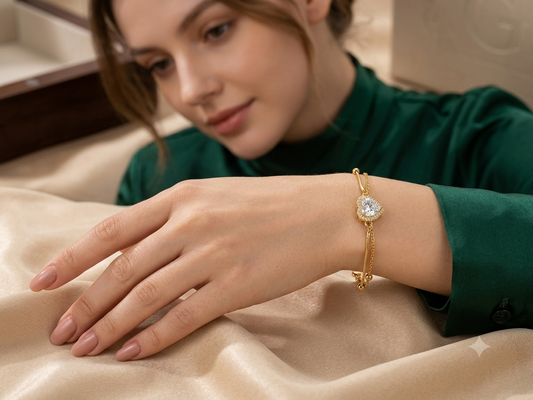 Sparkling Heart Halo Slider Bracelet