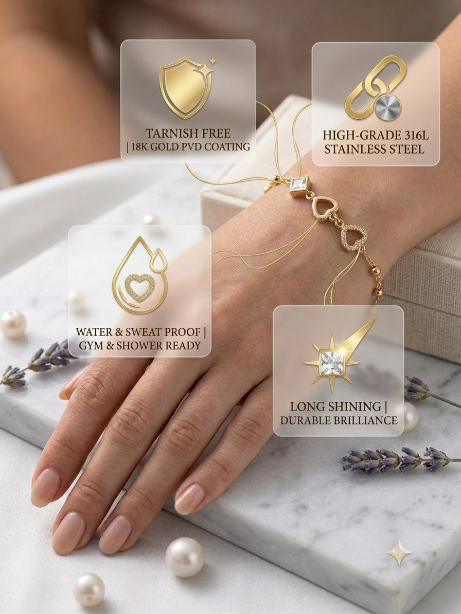 Geometric Heart & Crystal Beaded Bracelet