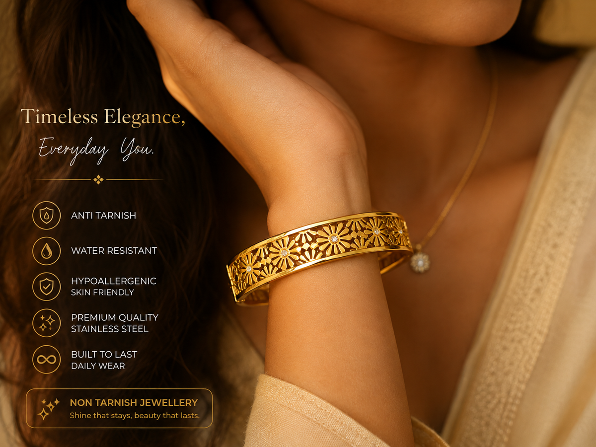Gold Floral Filigree Bangle